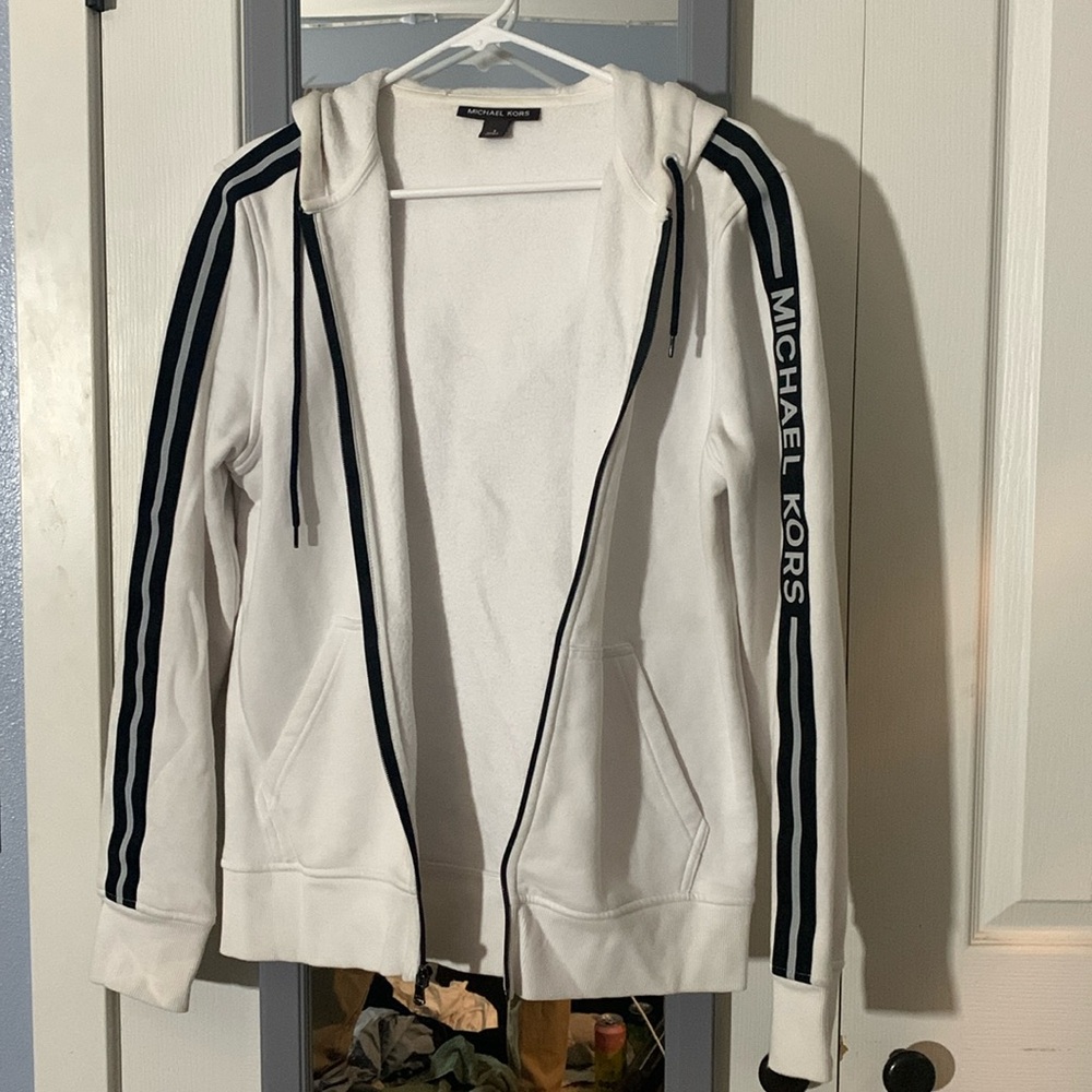 White Michael Kors zip up hoodie